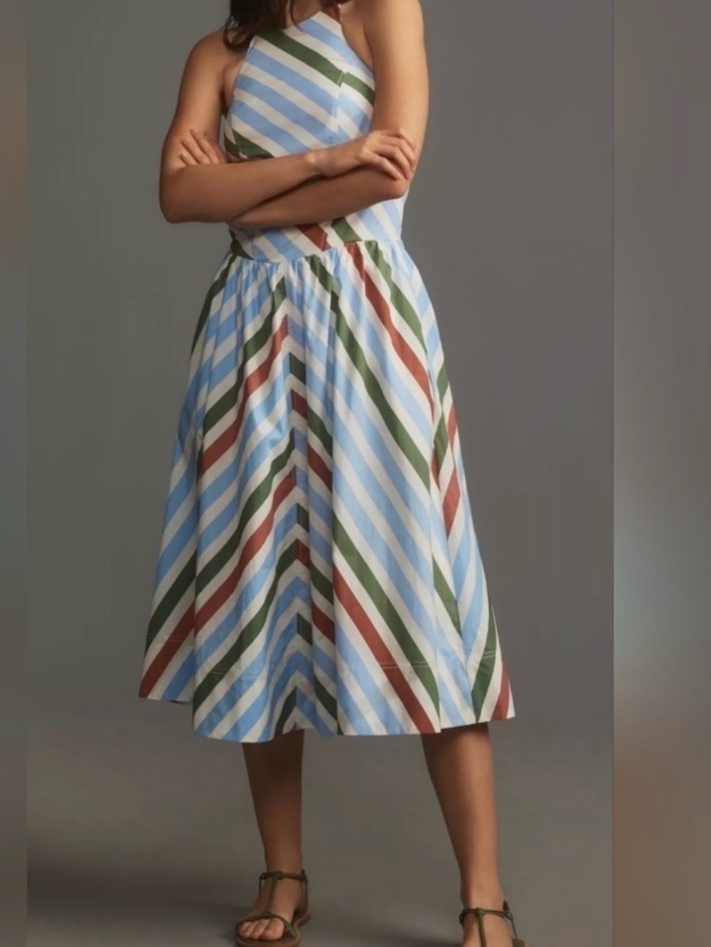 NWT Maeve for Anthropologie Striped Halter Dress XL